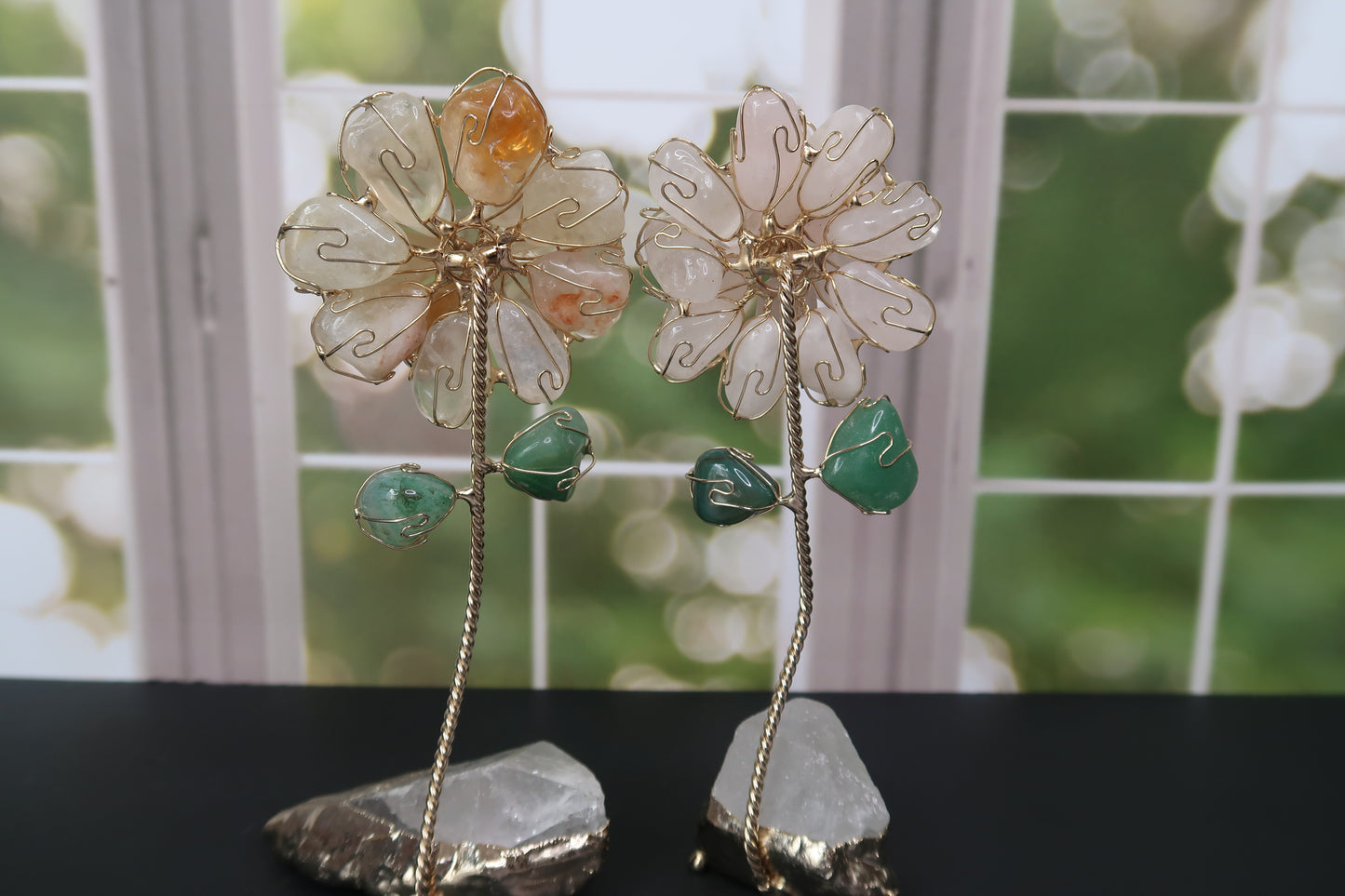 Wire-Wrapped Crystal Flowers