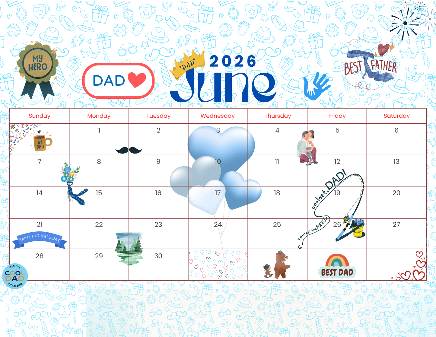 Father's Day June 2026 Calendar