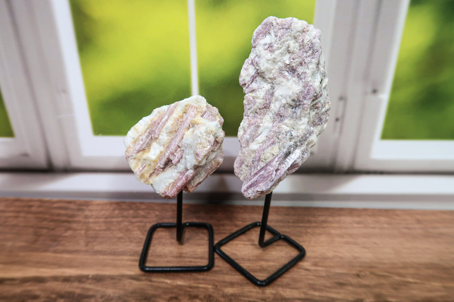 Raw Pink Tourmaline on Stand