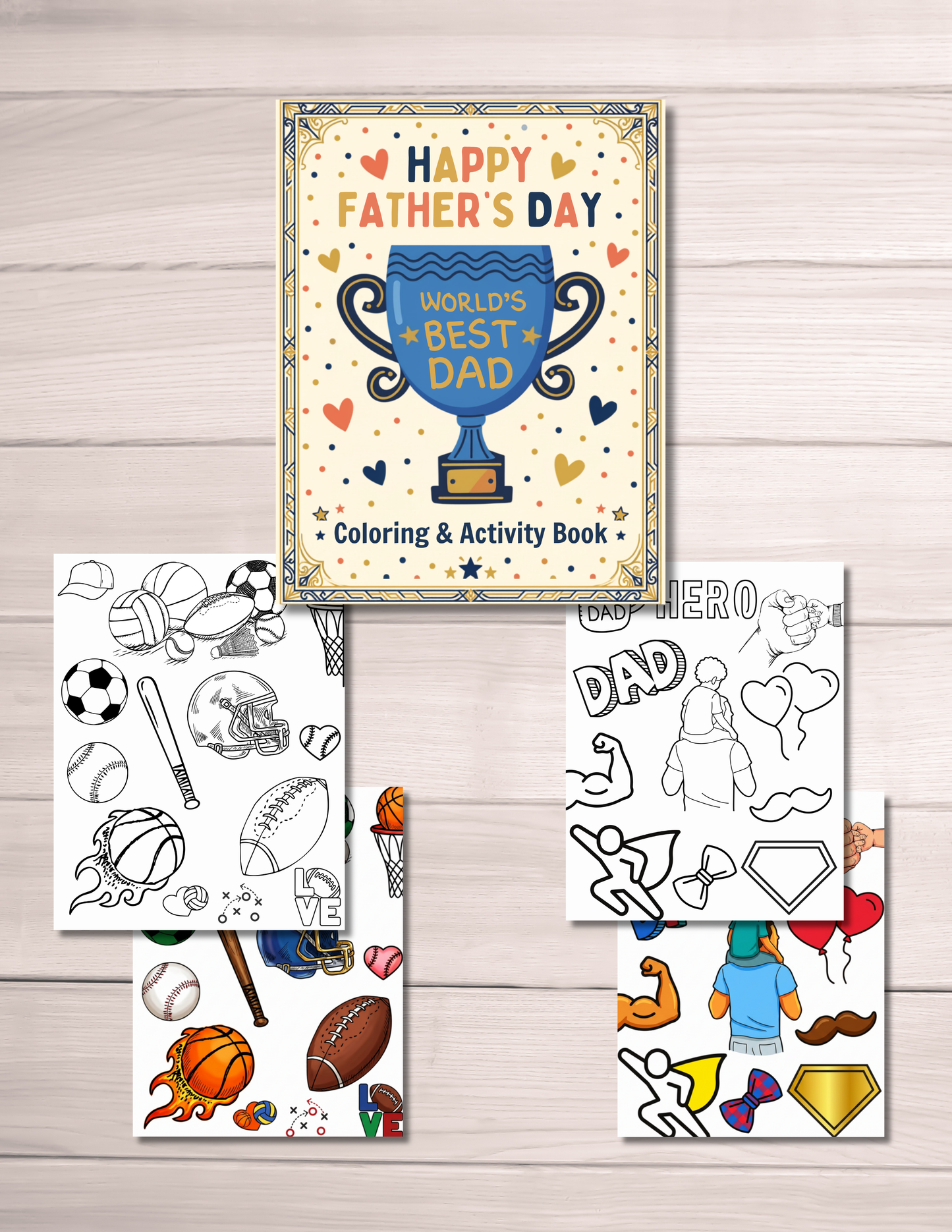 World's Best Dad - Father's Day Coloring Sheets (Digital Download)