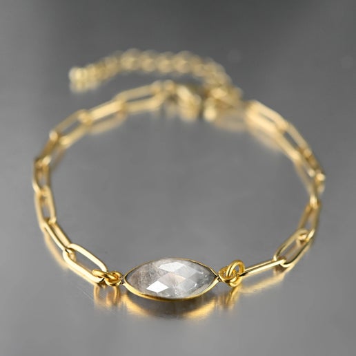 Paperclip Chain Golden Rutile Bracelet