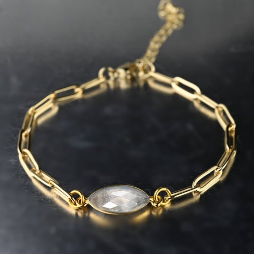 Paperclip Chain Golden Rutile Bracelet