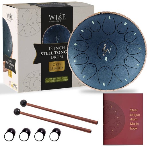 Navy Blue Steel Tongue Relaxing Meditation Rain Drum - 13 Notes