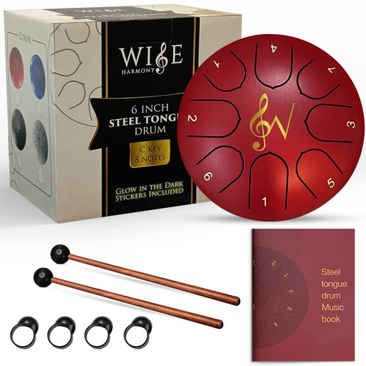 Red Steel Tongue Relaxing Meditation Rain Drum - 8 Notes