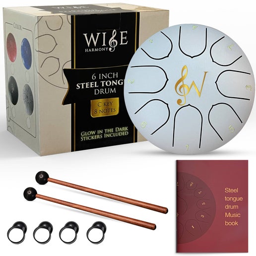 White Steel Tongue Relaxing Meditation Rain Drum - 8 Notes
