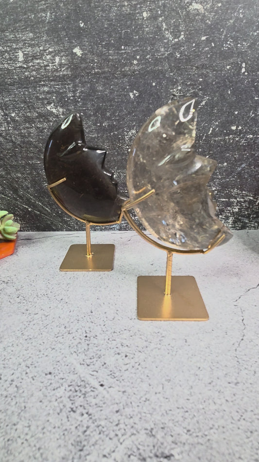 Smoky Quartz Crescent Moons
