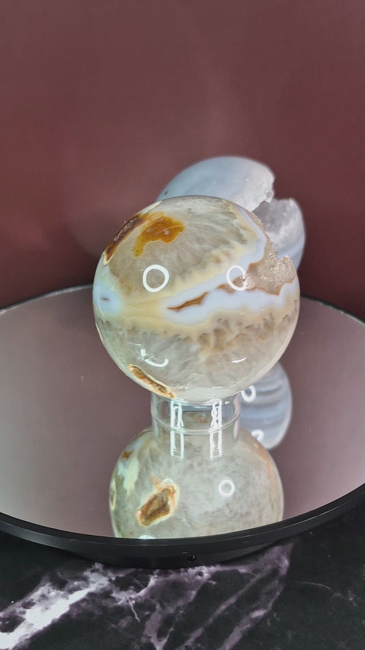 Radiant Druzy Blue Agate Geode Sphere