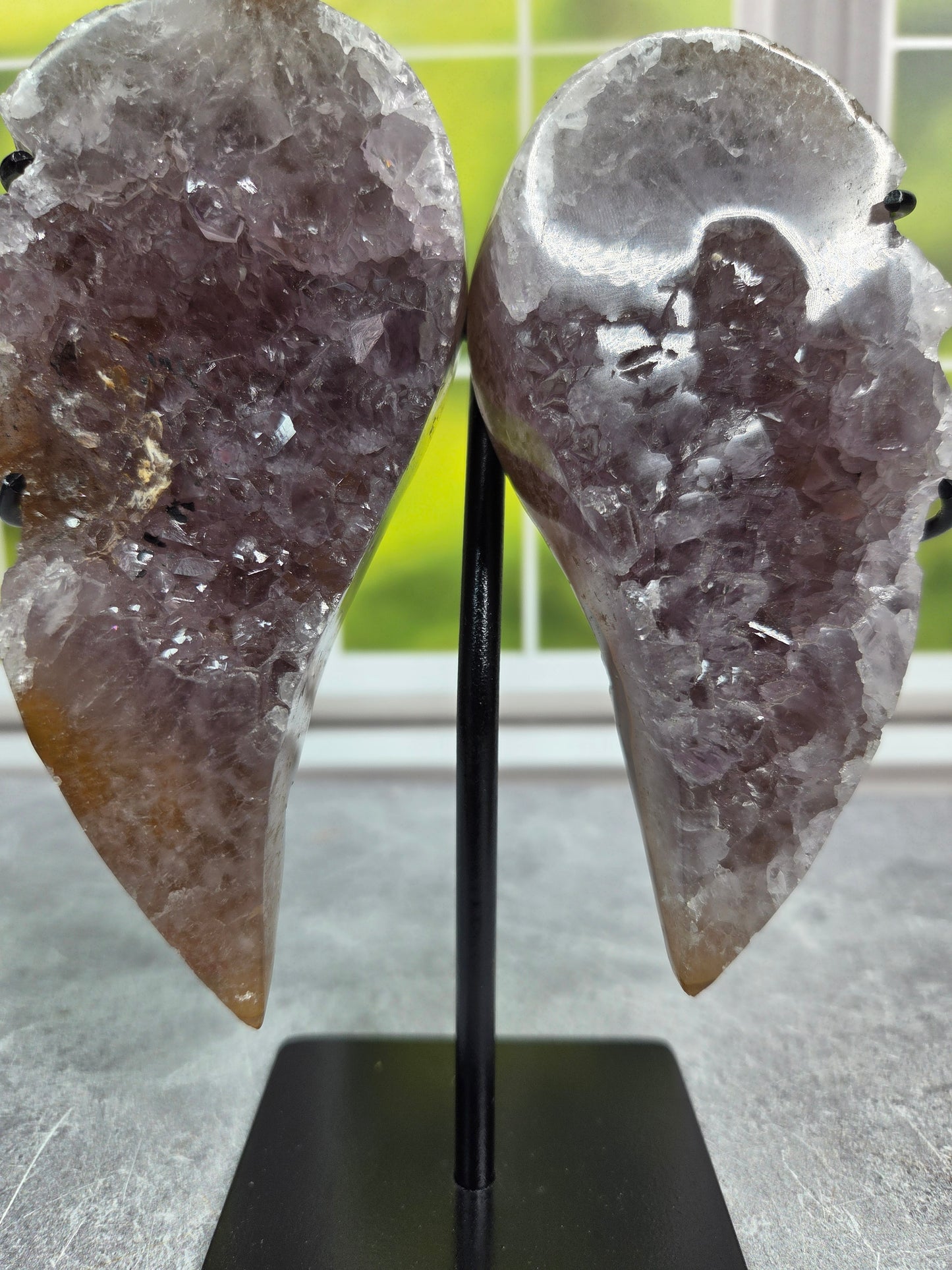 Druzy Agate and Amethyst Wings on Stand (Lg)