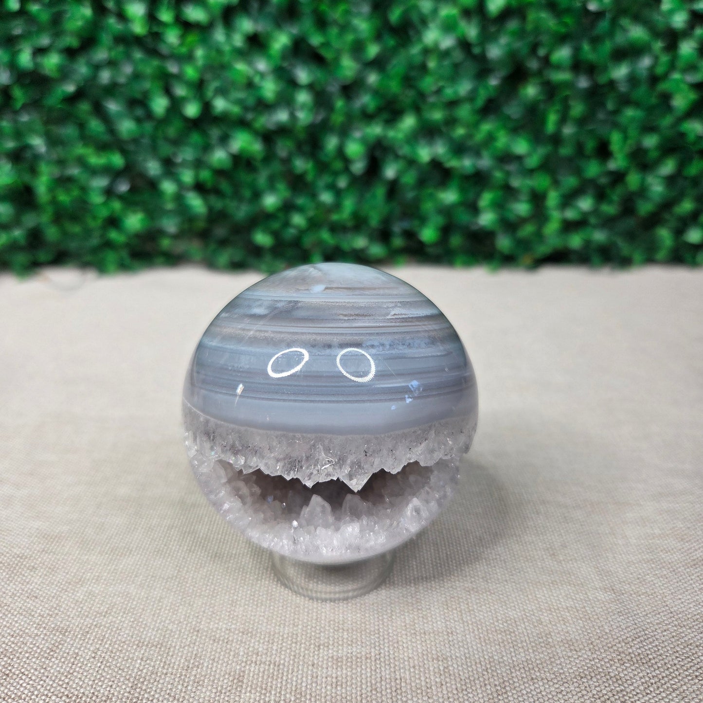 Radiant Druzy Blue Agate Geode Sphere