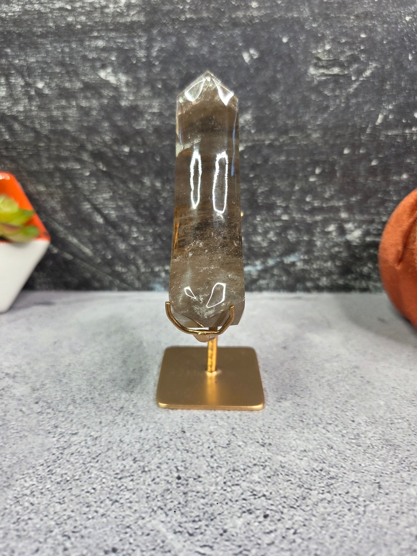 Smoky Quartz Faceted Cut Moon