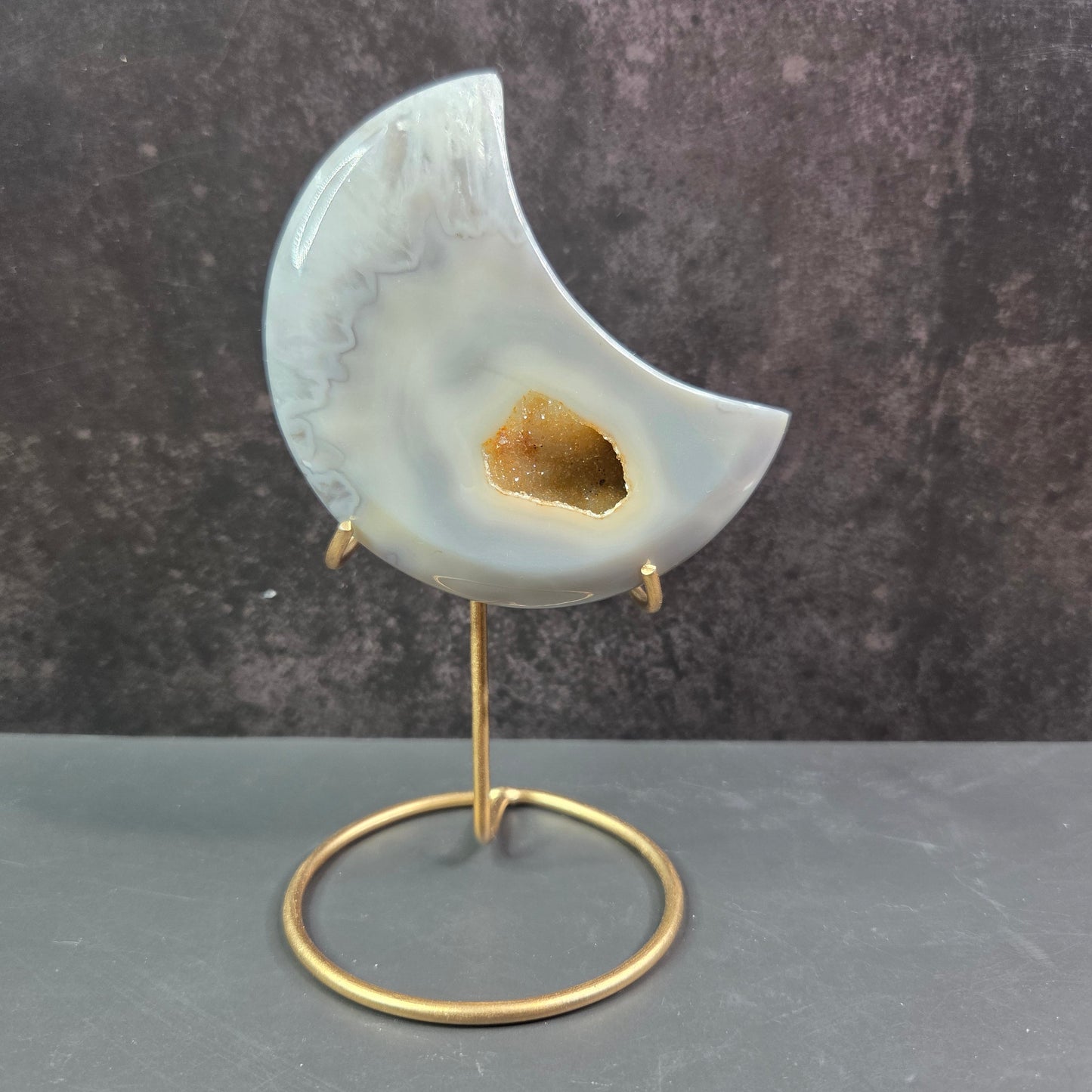 Agate Crescent Moons with Druzy