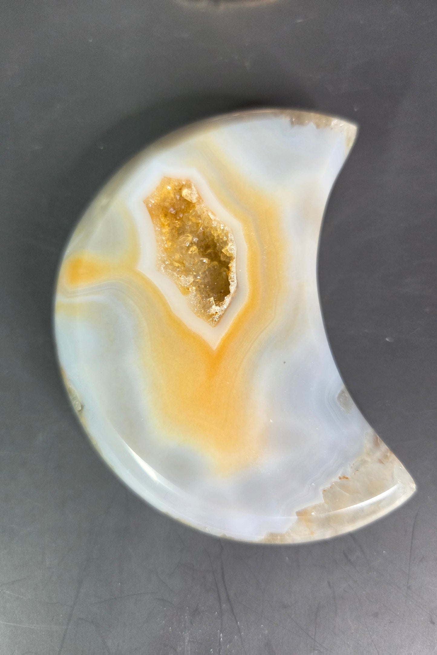 Agate Crescent Moons with Druzy