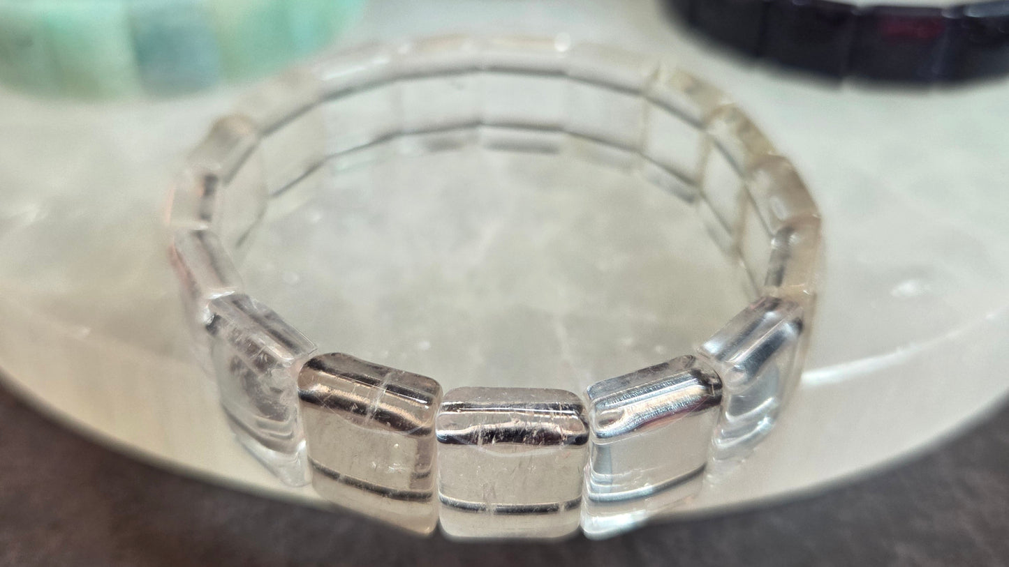Clear Quartz Square Beaded Bracelet