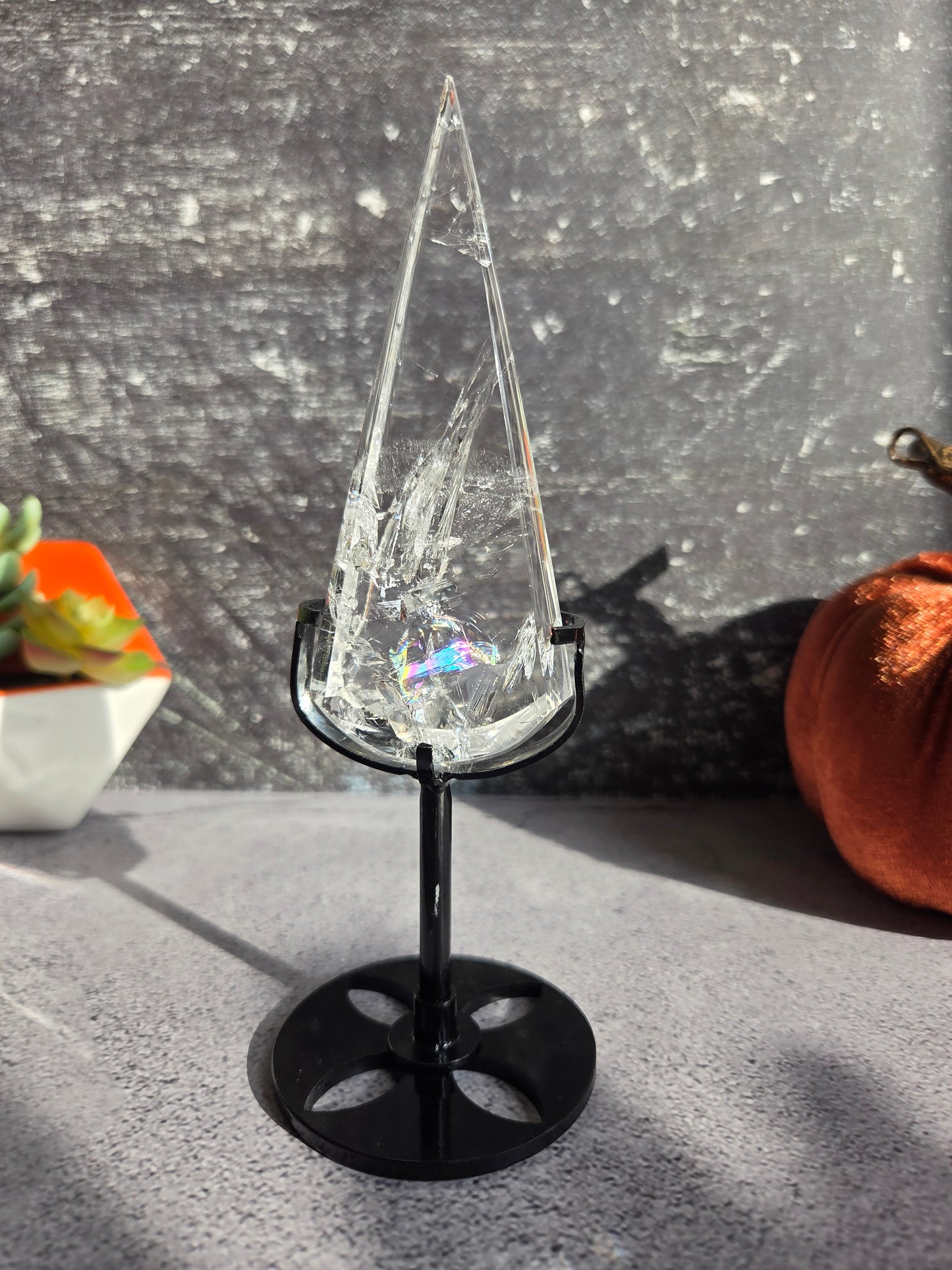 Clear Quartz Tear Drop on Stand