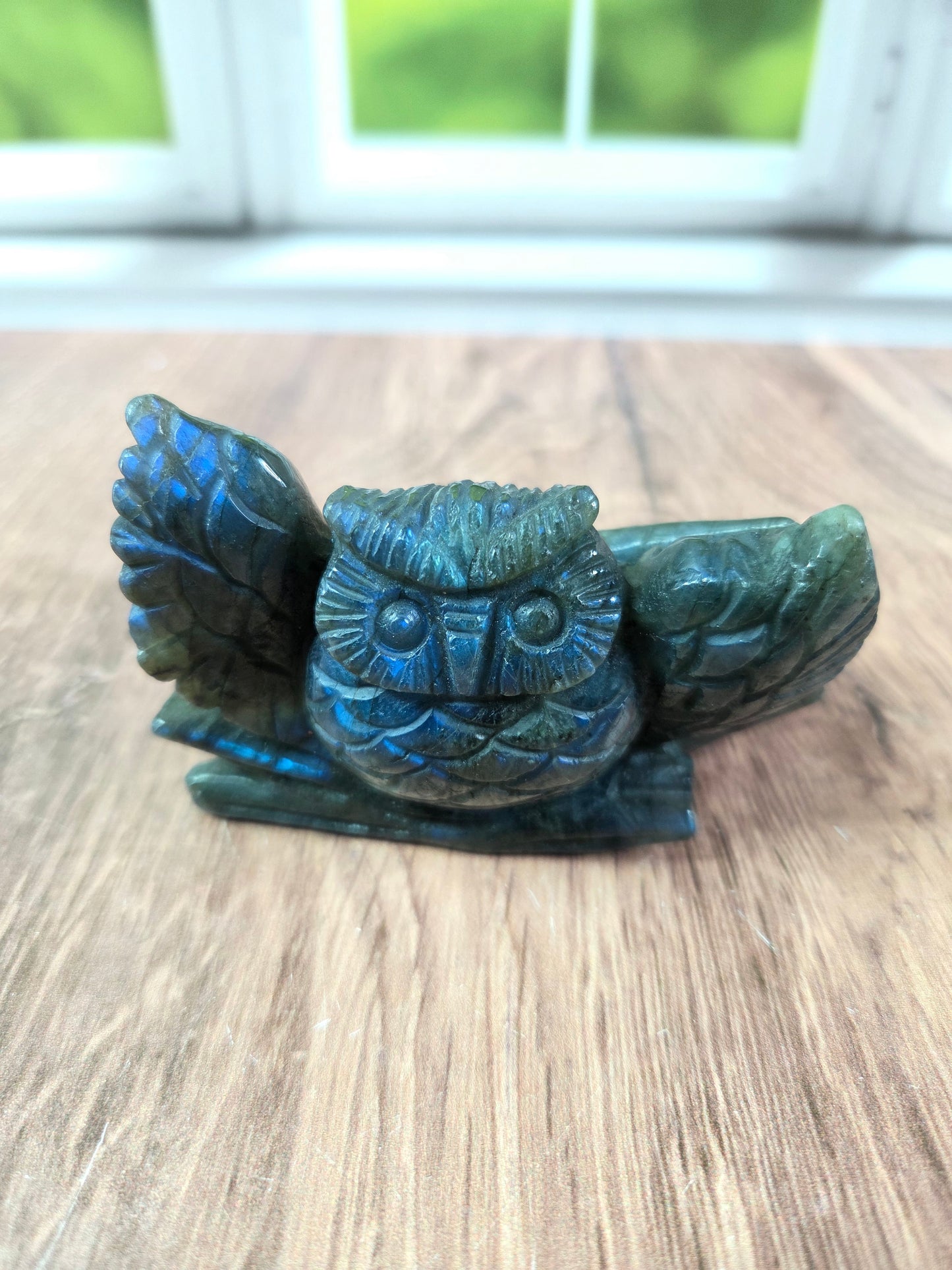 Stunning Labradorite Owl Carvings