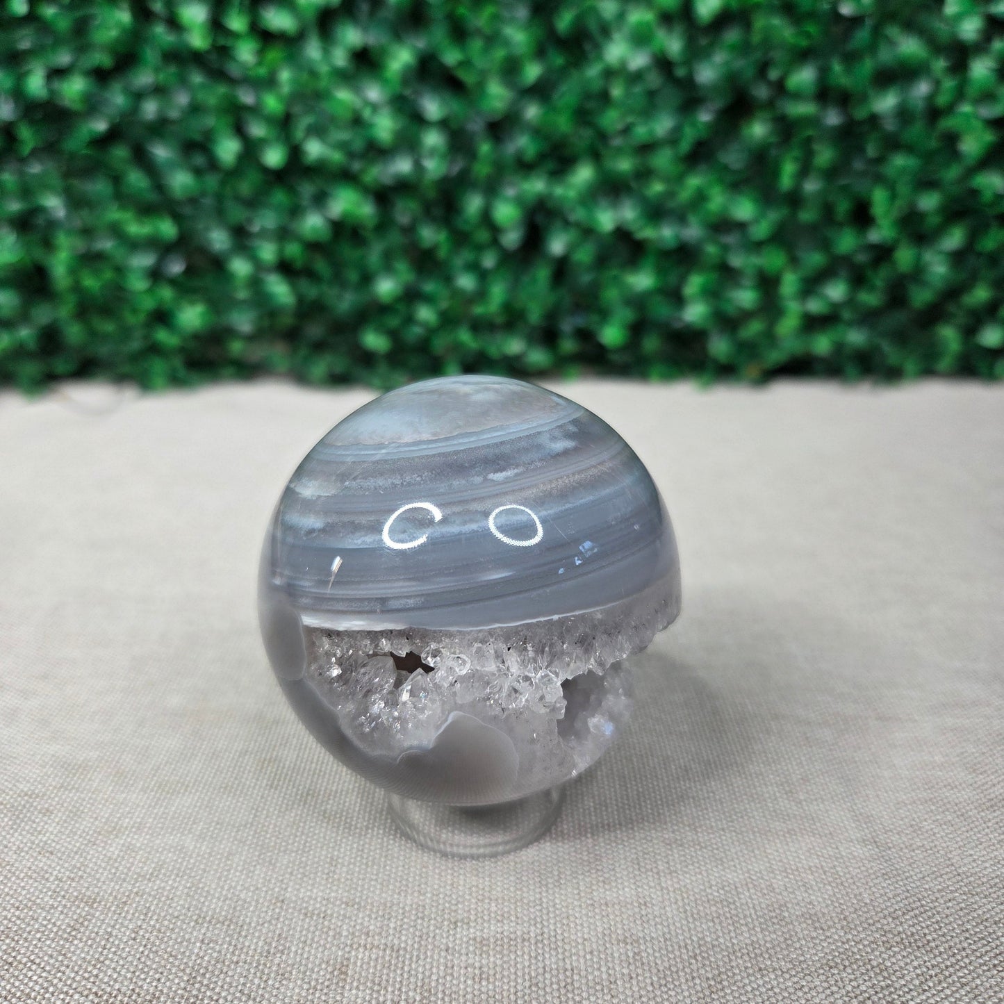 Radiant Druzy Blue Agate Geode Sphere