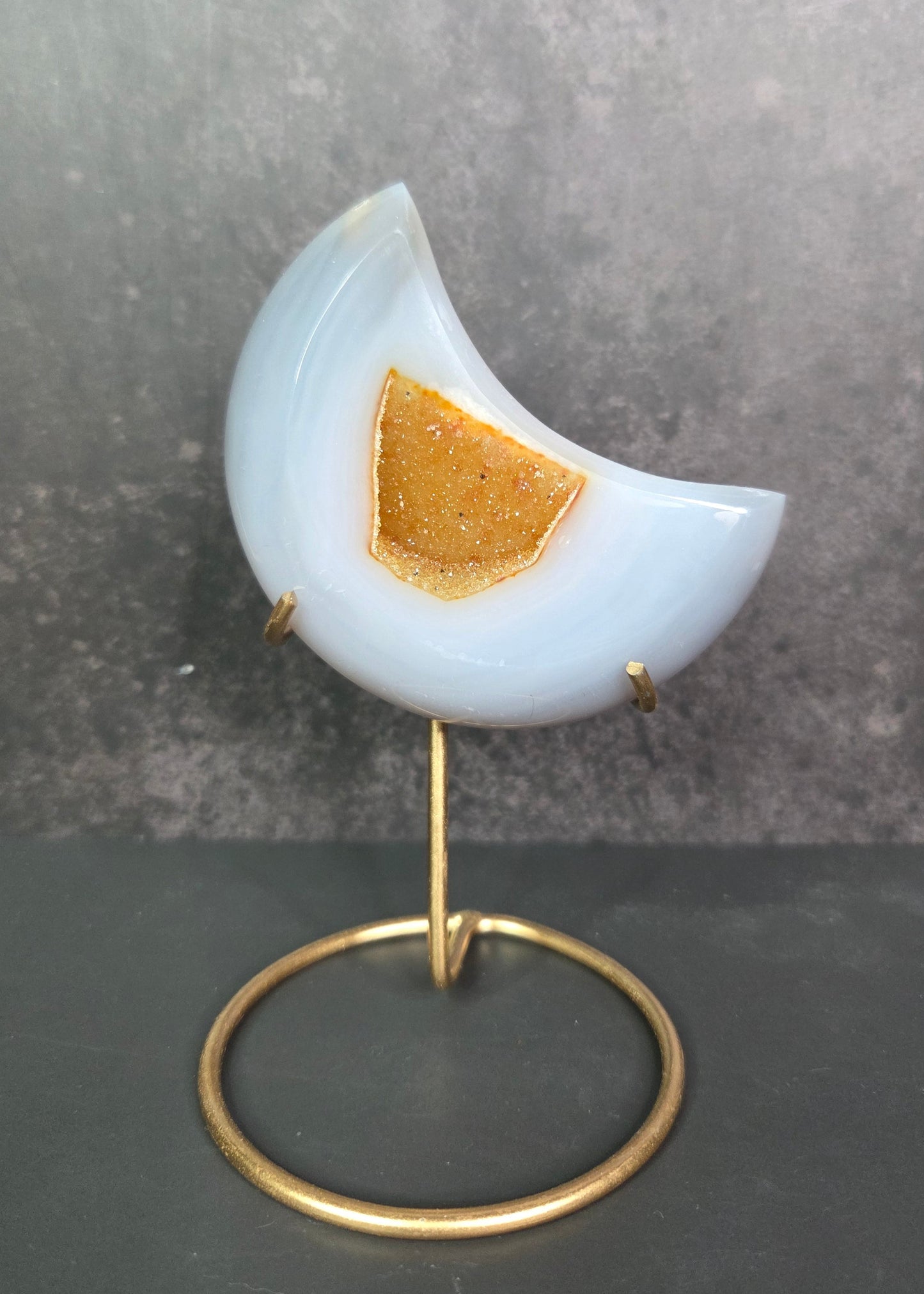 Agate Crescent Moons with Druzy