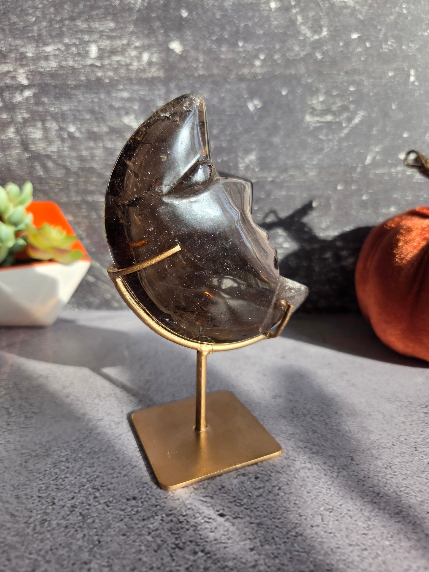 Smoky Quartz Crescent Moons
