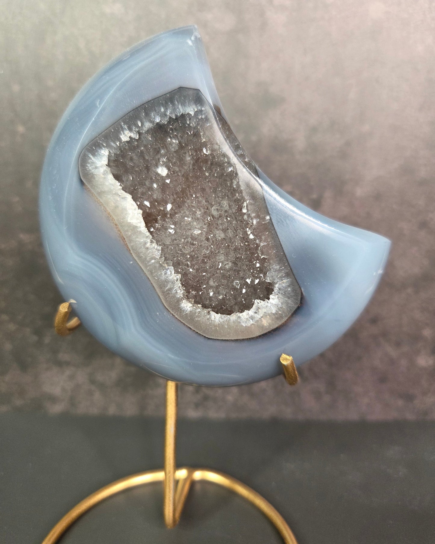 Agate Crescent Moons with Druzy