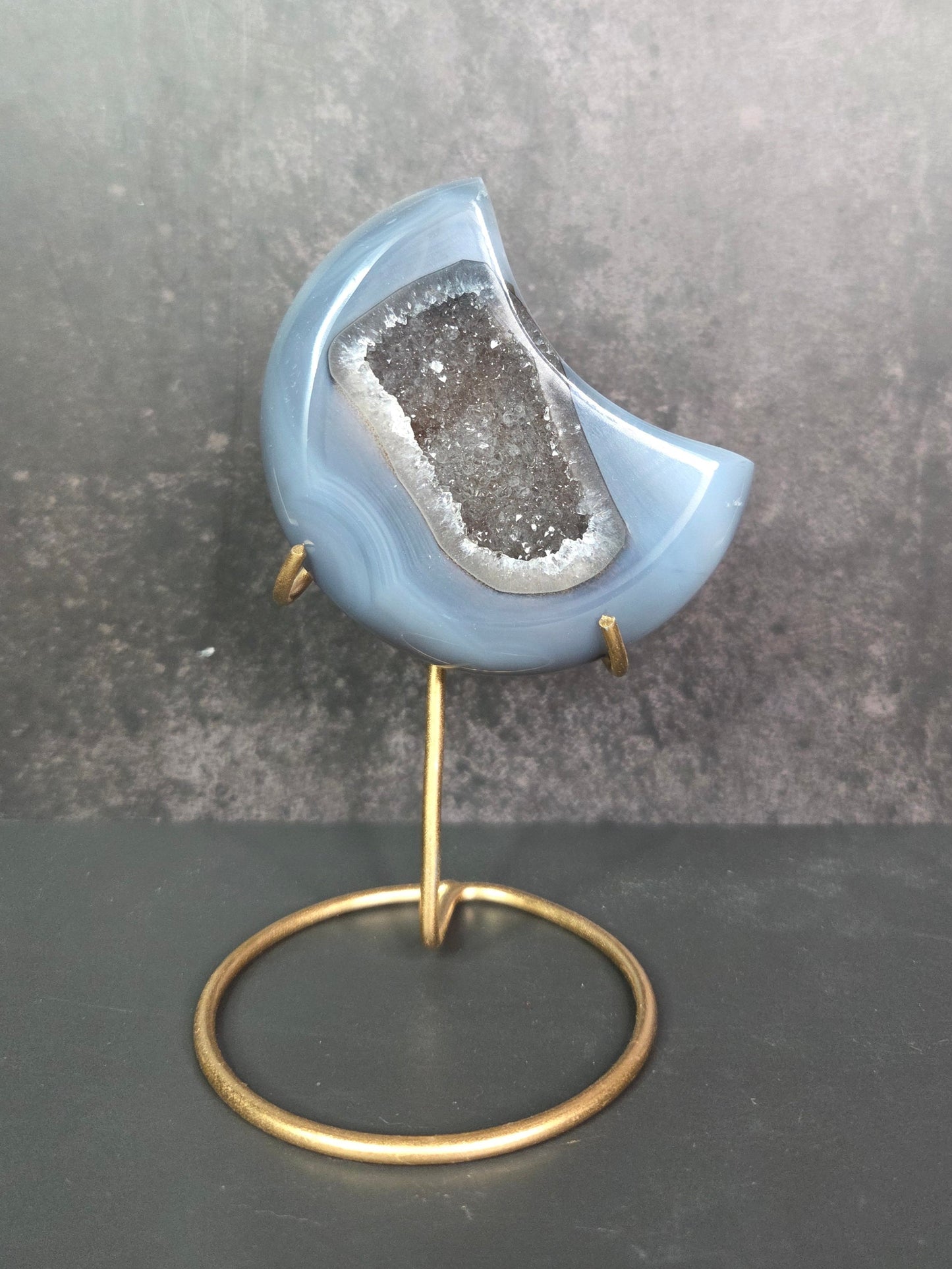 Agate Crescent Moons with Druzy