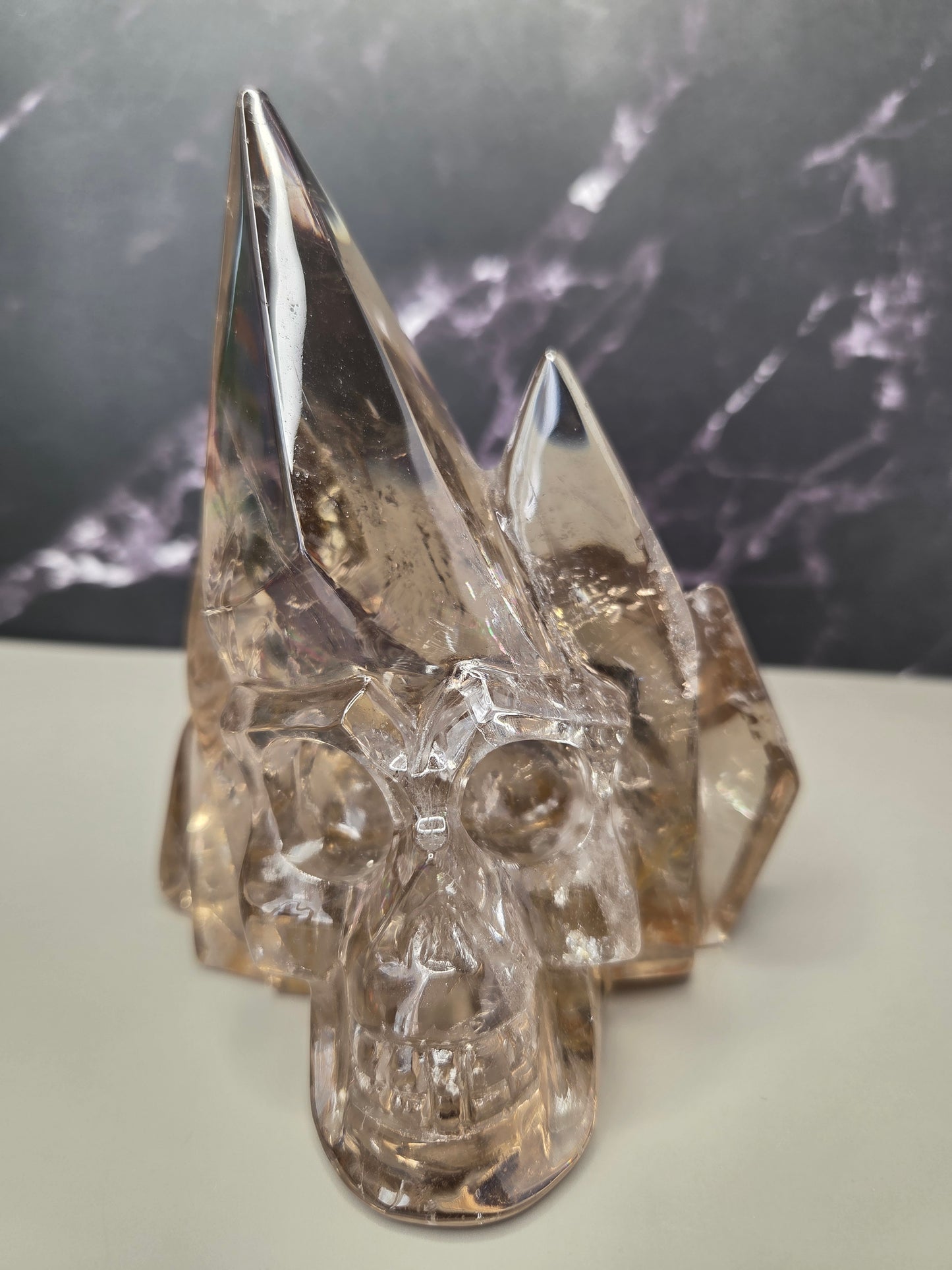 Smoky Quartz Skull Carving