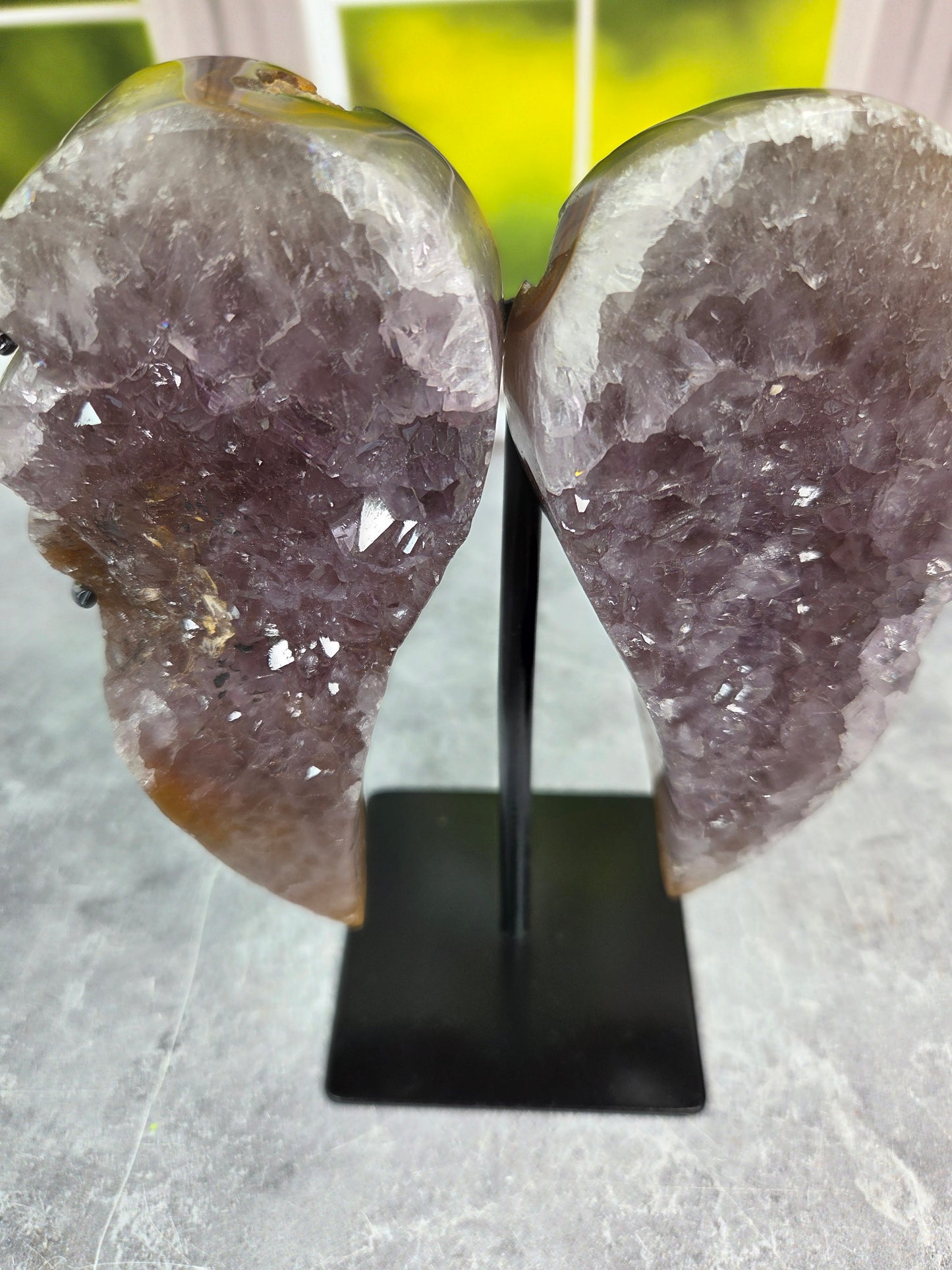 Druzy Agate and Amethyst Wings on Stand (Lg)