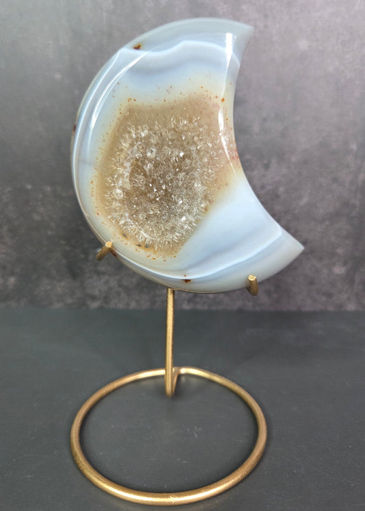 Agate Crescent Moons with Druzy
