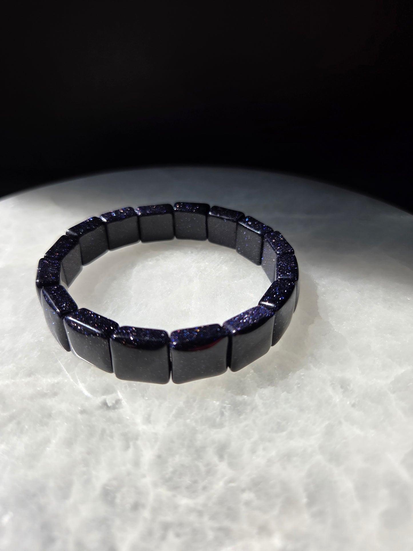 Blue Sandstone Square Beaded Bracelet
