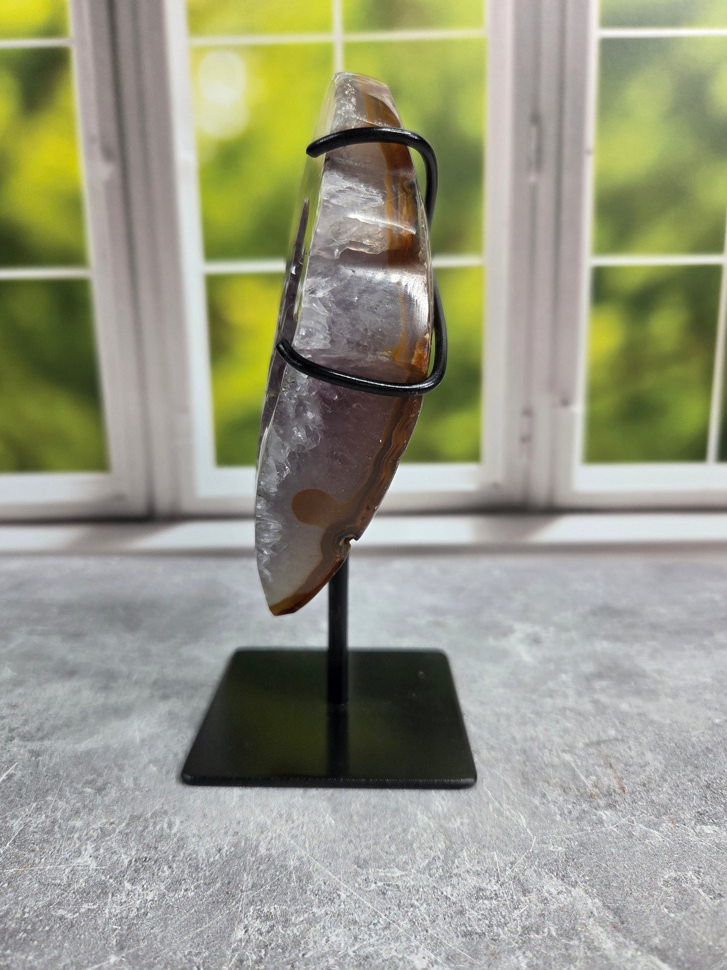 Druzy Agate and Amethyst Wings on Stand (Lg)