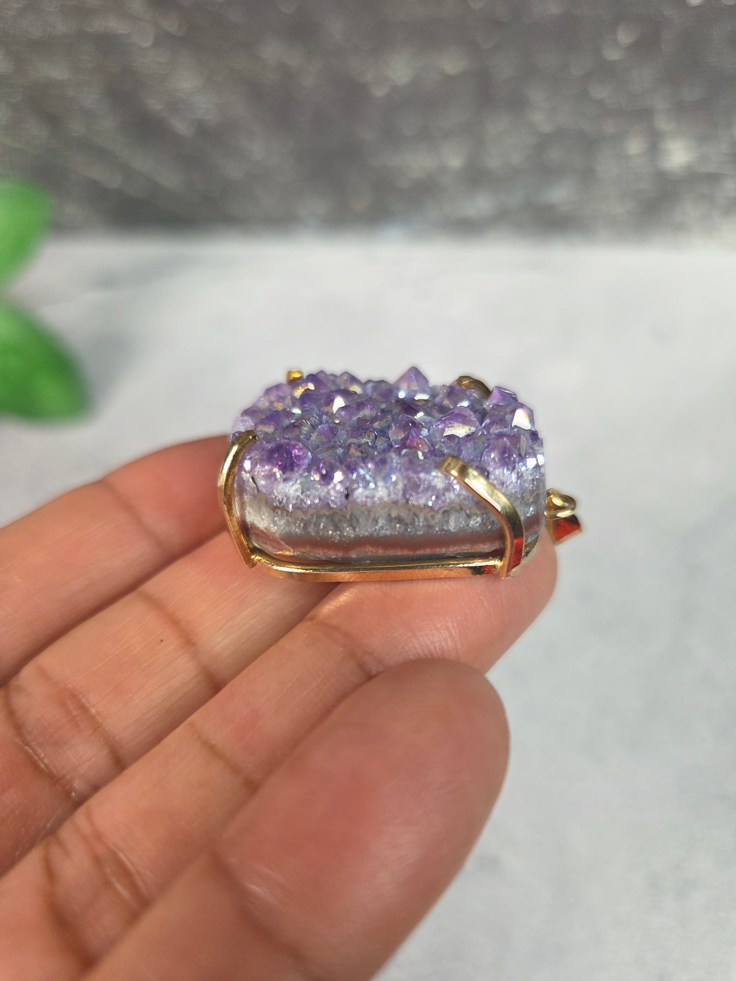 Aura Amethyst Cluster Pendant