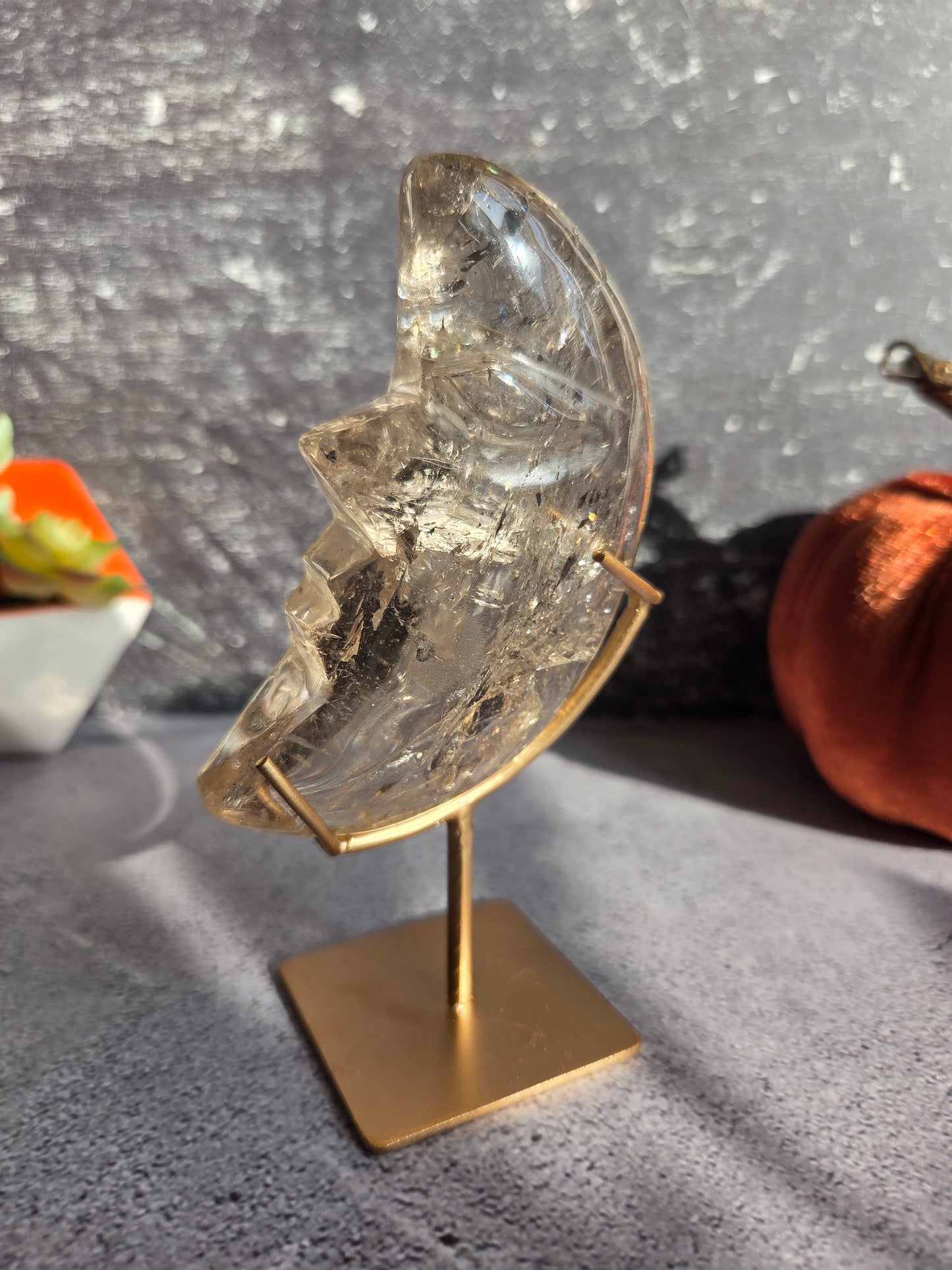 Smoky Quartz Crescent Moons