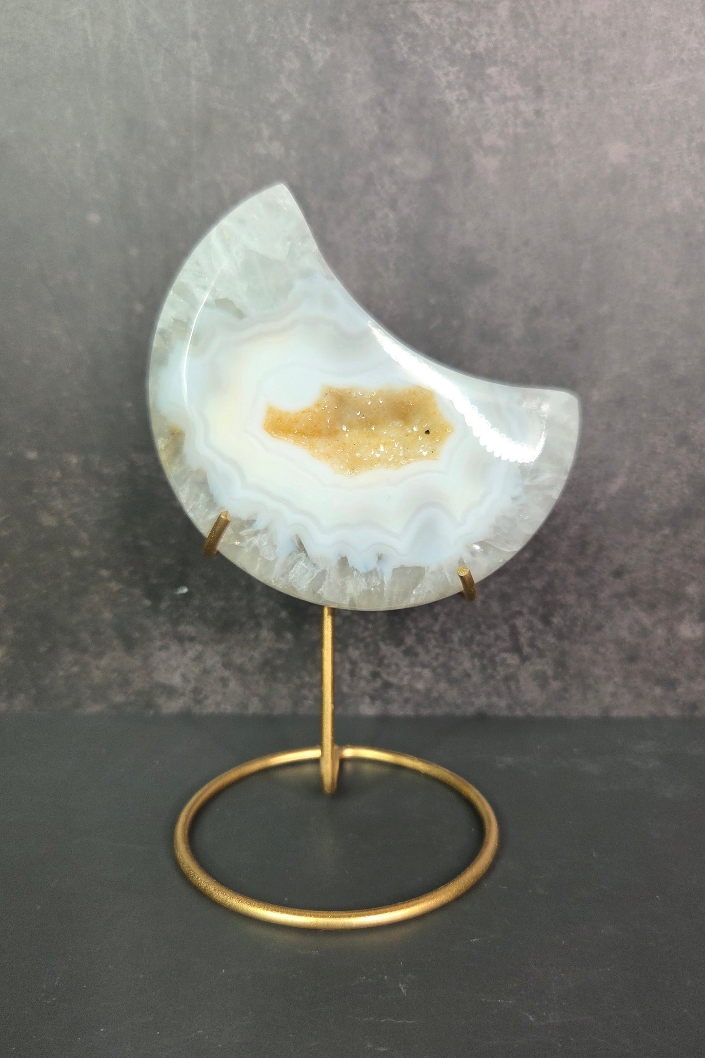 Agate Crescent Moons with Druzy