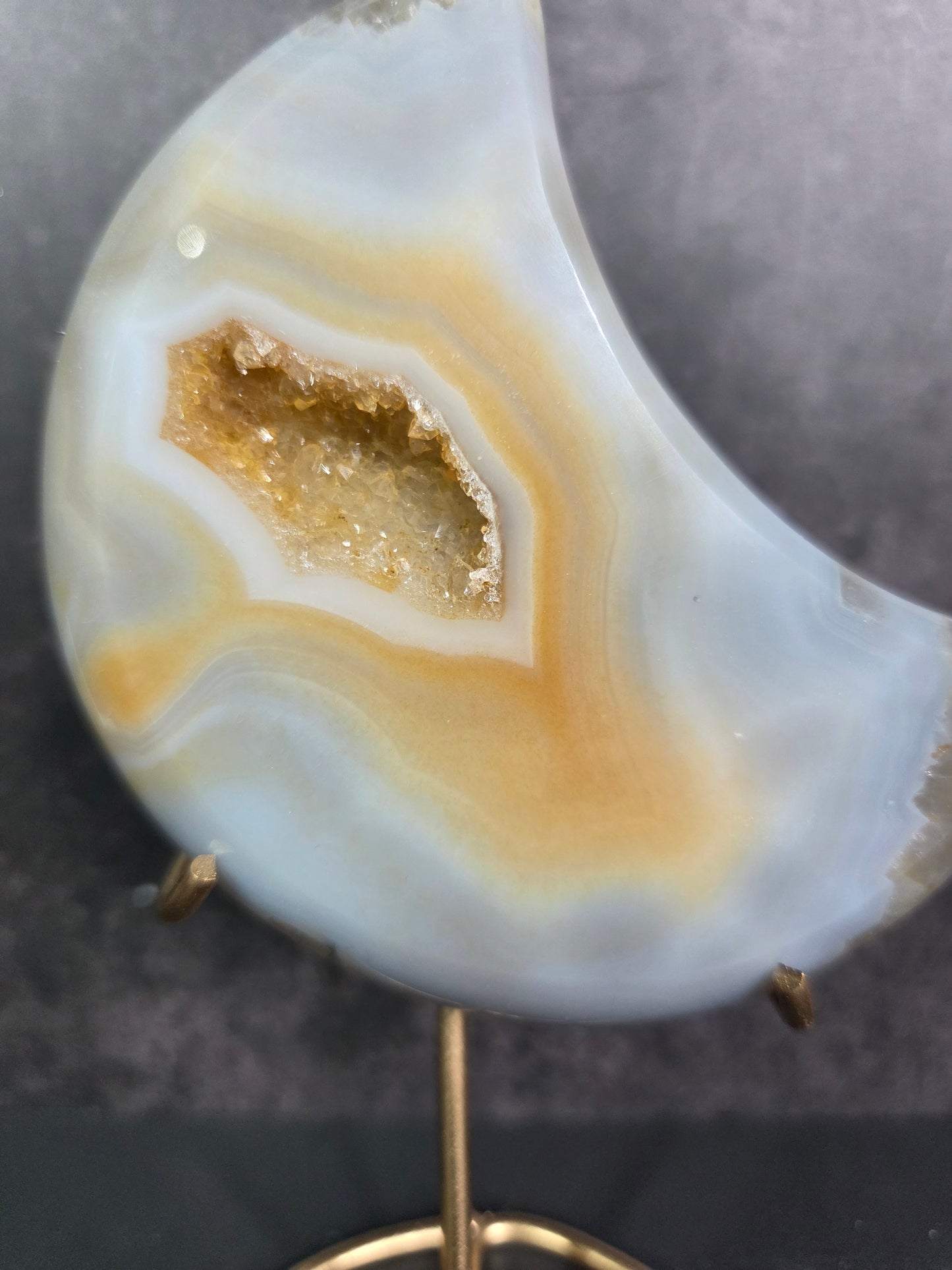 Agate Crescent Moons with Druzy
