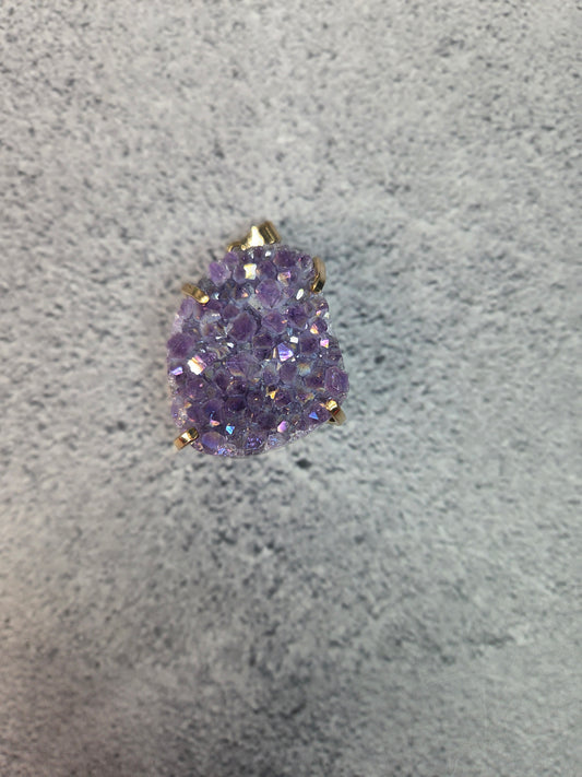 Aura Amethyst Cluster Pendant