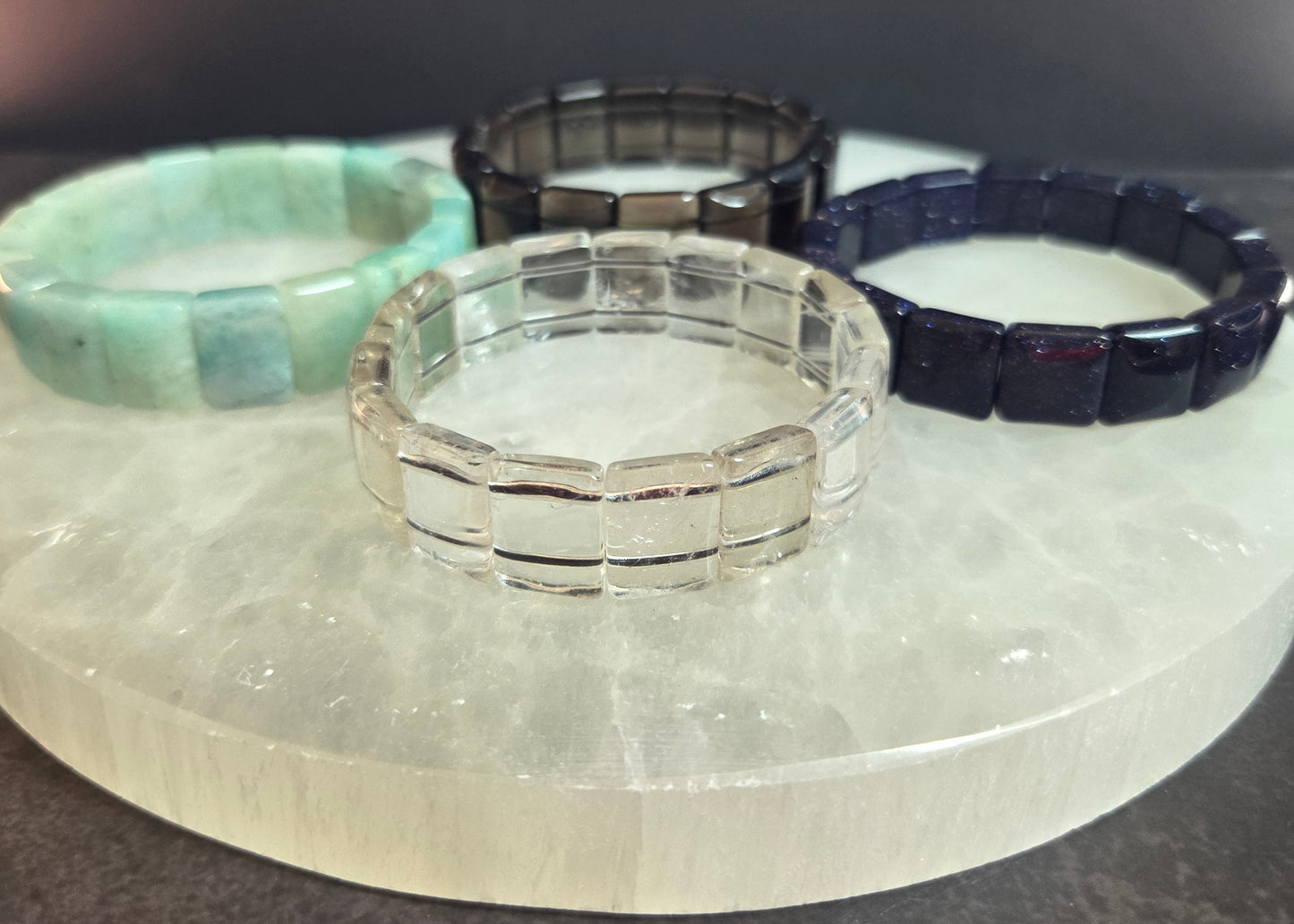 Clear Quartz Square Beaded Bracelet