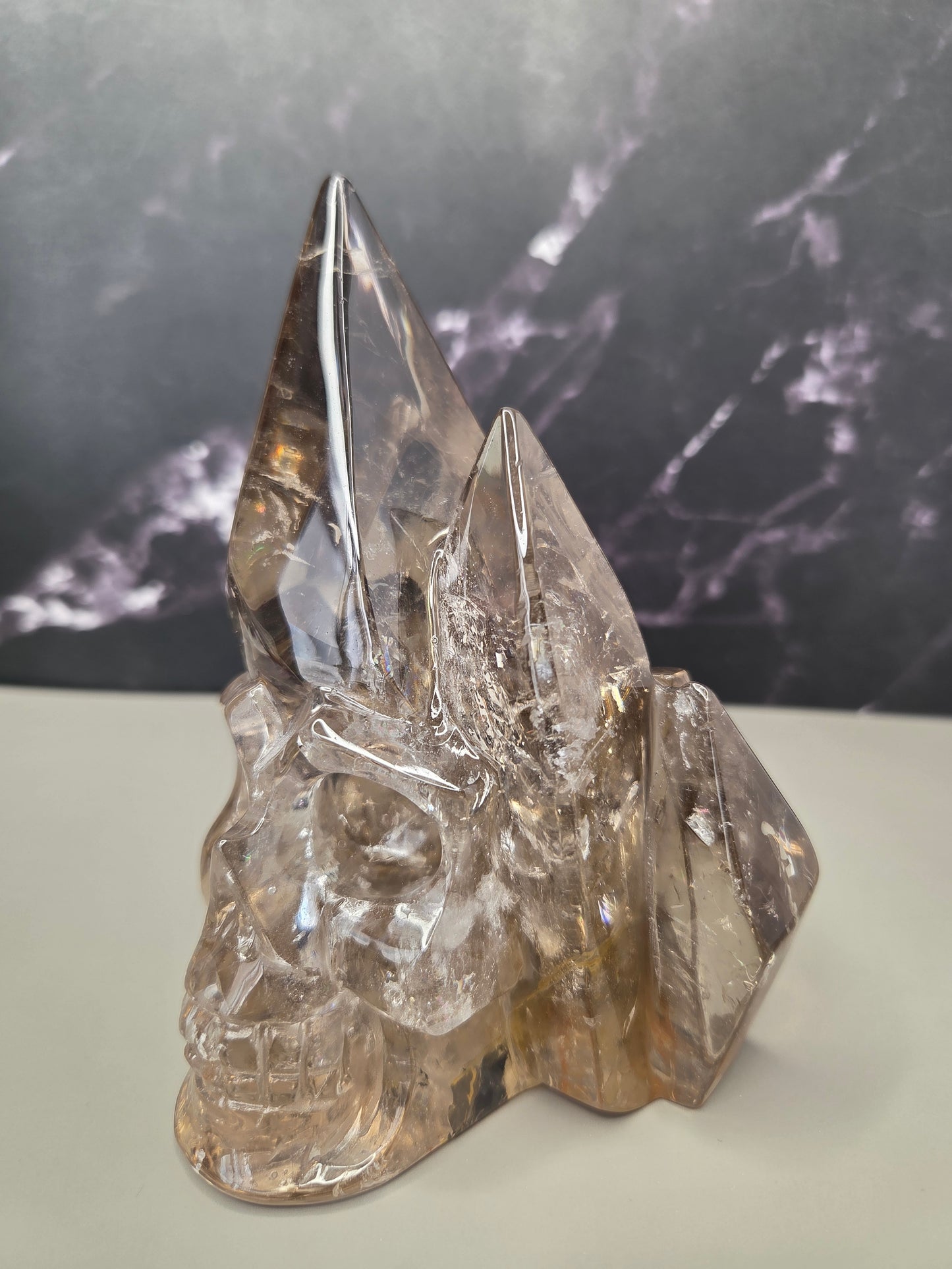 Smoky Quartz Skull Carving