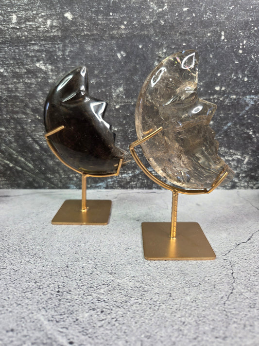 Smoky Quartz Crescent Moons