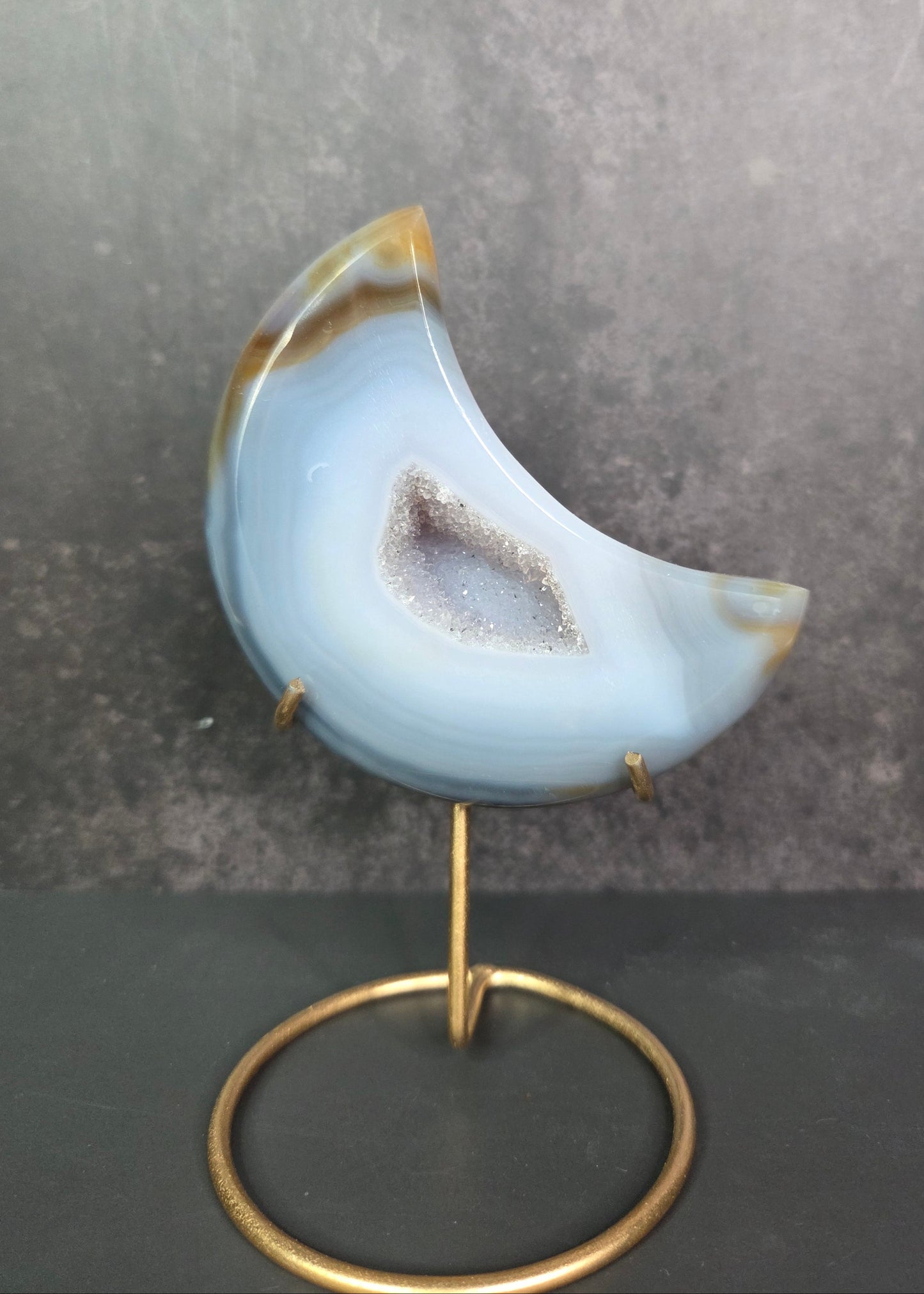 Agate Crescent Moons with Druzy