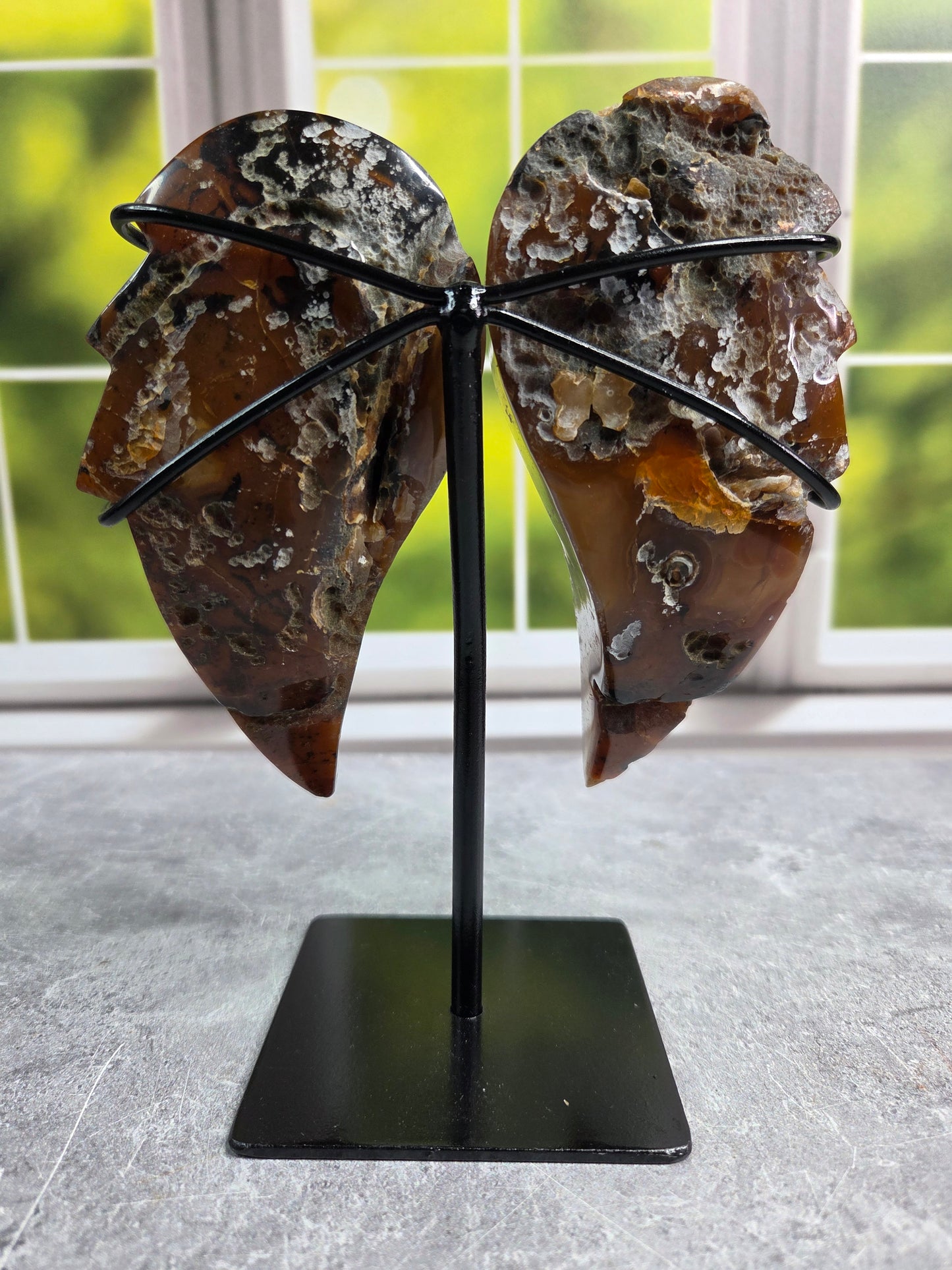 Druzy Agate and Amethyst Wings on Stand (Lg)