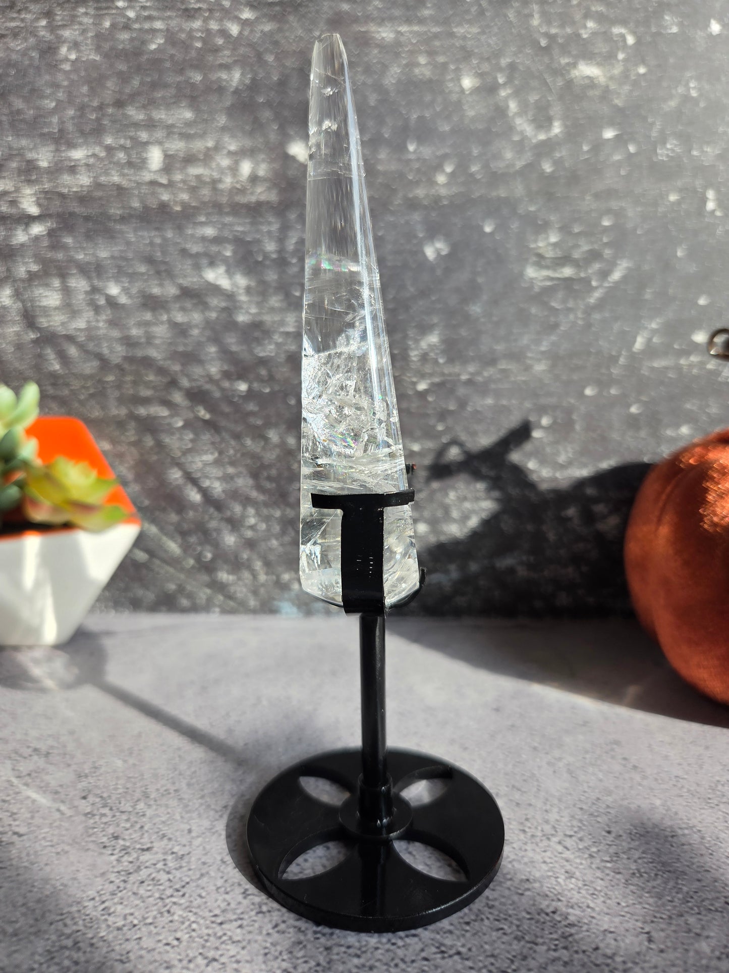 Clear Quartz Tear Drop on Stand