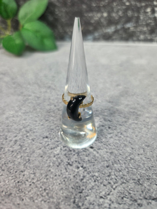 Obsidian Moon Ring