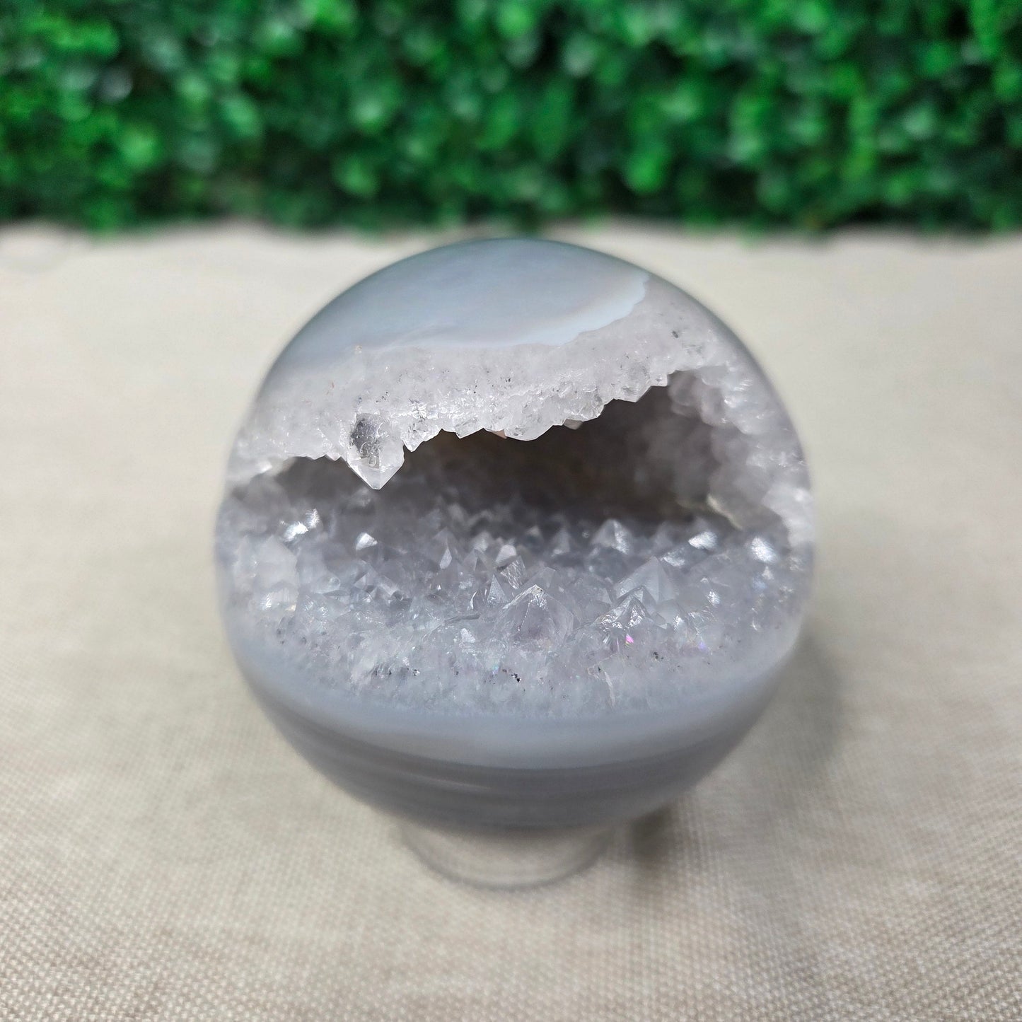 Radiant Druzy Blue Agate Geode Sphere