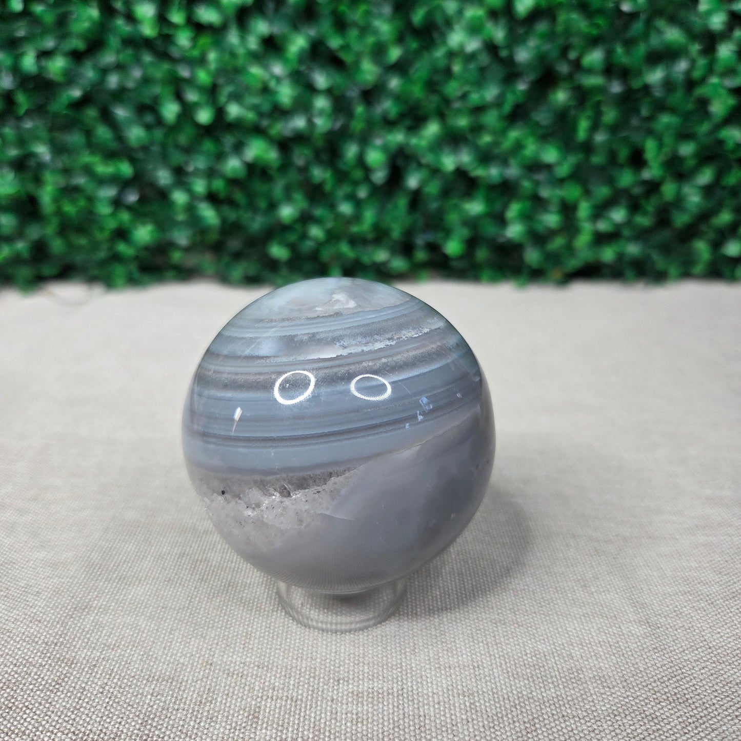 Radiant Druzy Blue Agate Geode Sphere