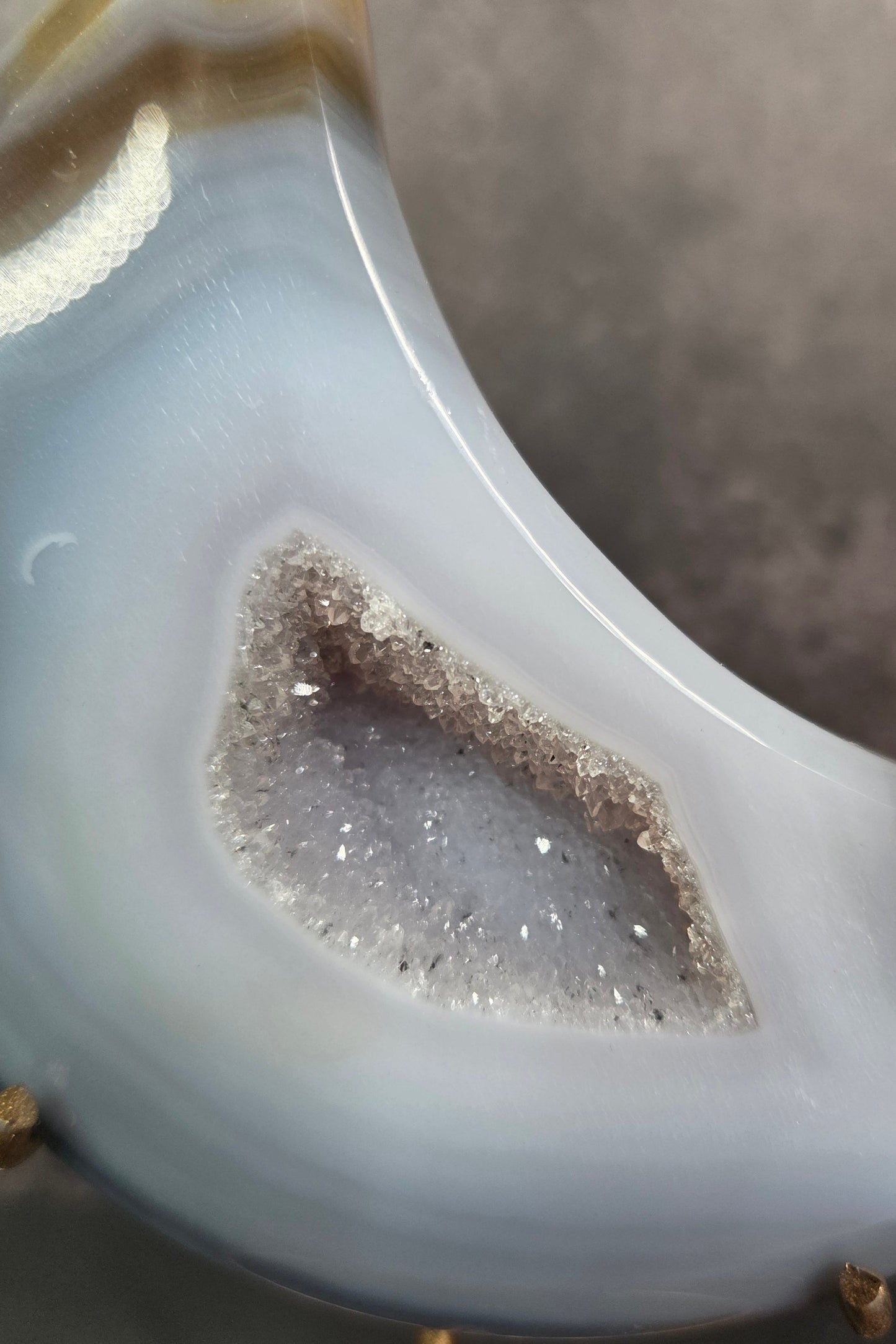 Agate Crescent Moons with Druzy