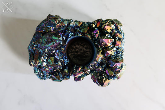 Rainbow Aura Amethyst Candle Holder